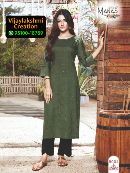 Manas 9004 Rayon Embroidery Kurti in Single Piece and Full Catalogue, Catalogue Name Sequence