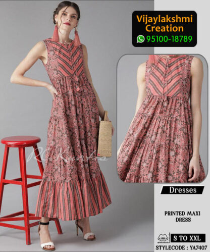 RC Kurtis YA7407 Printed Maxi Dress in Single and Full Catalogue
