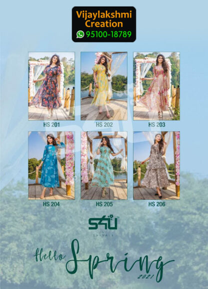 S4U Hello Spring Chiffon Kurti in Single Piece