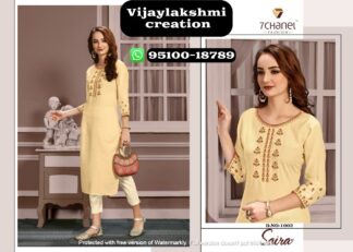 7Chanel D.No1002 Cotton fancy Embroidered Designer kurti in Singles and Full Catalogue-Saira