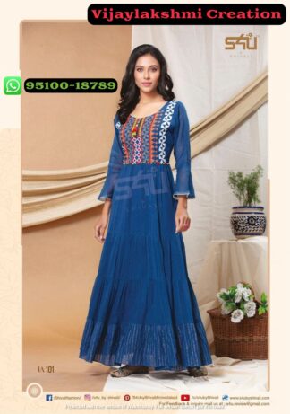 S4U JA 101 Cotton/Rayon Embroidery With Beads And Tassles In Singles And Full Catalogue – Cataogue Name Jasmine