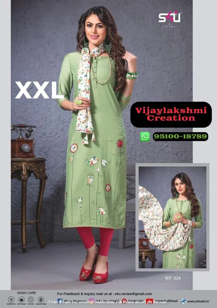Exclusive stoles with embroidered cotton kurtas S4U WP 304