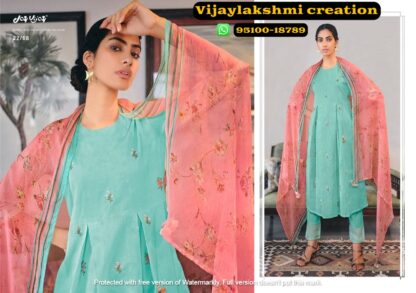 jayvijay rang bahar 22/68 unstitched aqua blue suit set