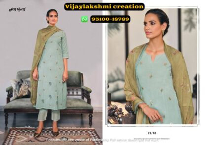 jayvijay rang bahar unstitched 22/70 cadet blue ladies suit set