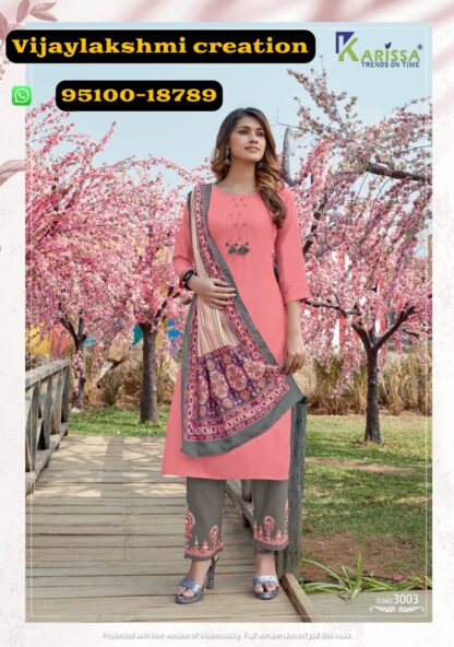 Karissa vidisha vol3 3003 kurti plazo with dupatta in pink