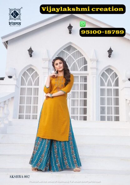 Kiana akshra 002 yello rayon kurti set