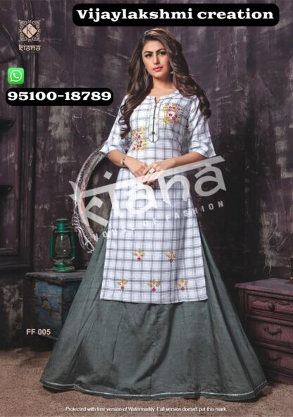 Kiana FF 005 Satin Kurti with sharara in Singles and Full Catalogue-Fusion Flavours