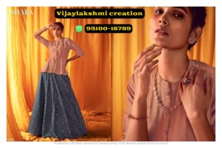nitara sparkles vol5 5506 pinkish brown top and grey skirt