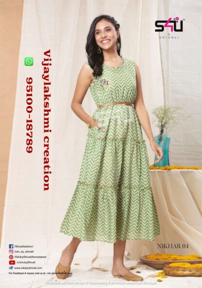 Pista Green Cotton Gown By S4U Nikhar 04