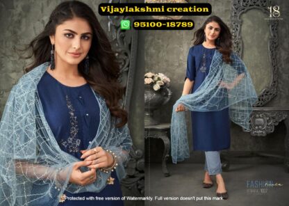 18 Attitude by aastha fashion womaniya 1007 blue color kurti set with dupatta