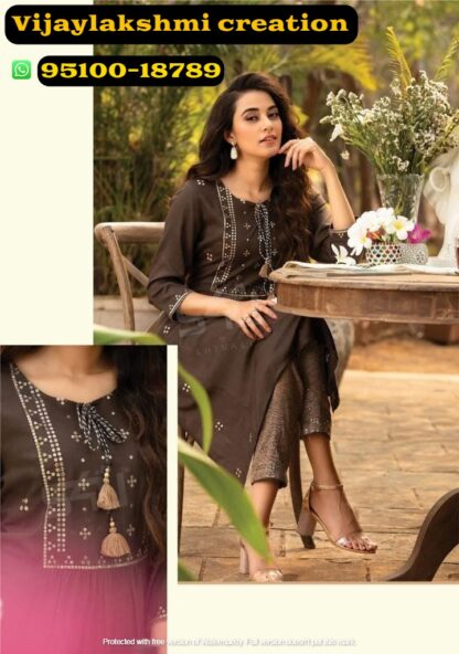 1Love by S4u indi chic vol2 ic 202 brown kurti pant set