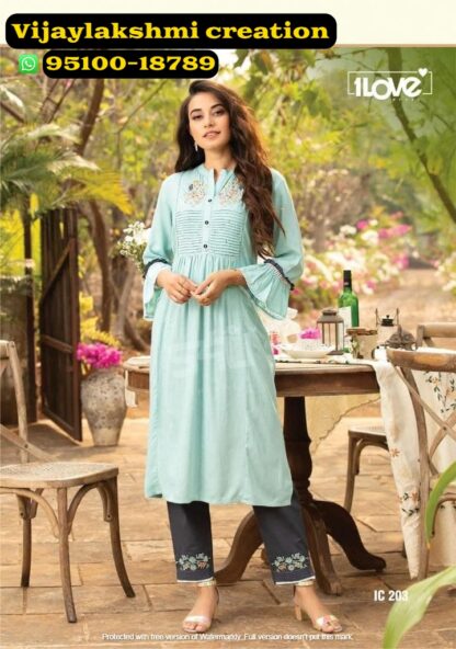 1Love by S4u indi chic vol2 ic 203 blue kurti pant set