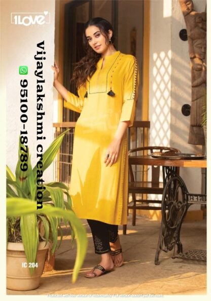 1Love by S4u indi chic vol2 ic 204-a golden yellow kurti pant set