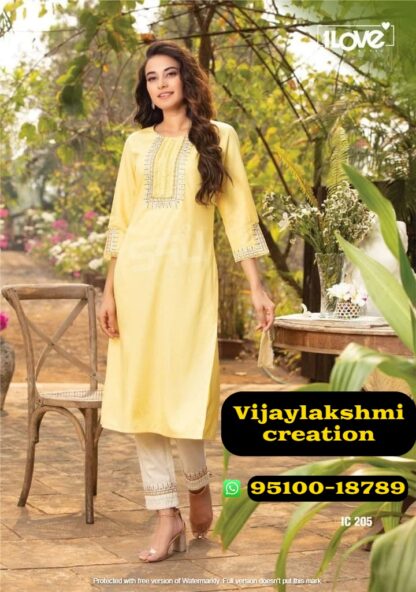 1Love by S4u indi chic vol2 ic 205 yellow kurti pant set