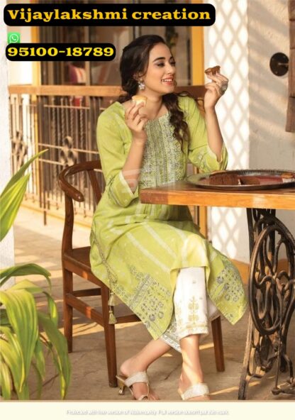 1Love by S4u indi chic vol2 ic 207 Lime kurti pant set