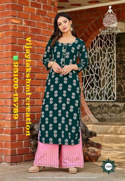 kajal style fashion diva vol 1 1004 green kurti plazzo