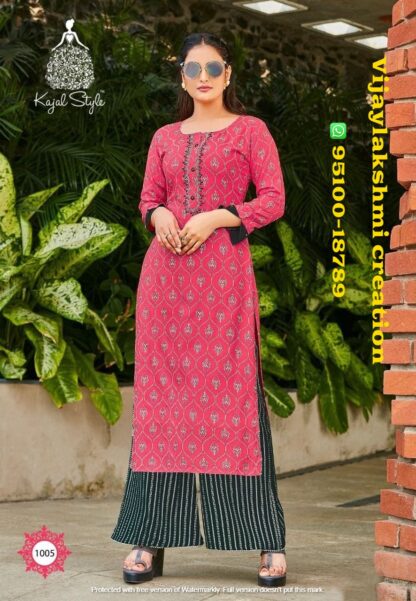 kajal style fashion diva vol 1 1005 pink kurti plazzo