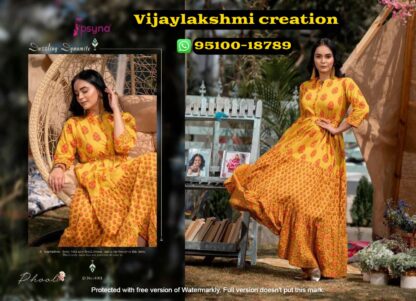 Psyna Phool Vol4 D.No.4001 printed yellow gown