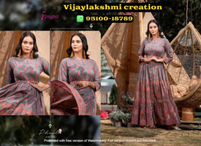 Psyna Phool Vol4 D.No.4003 printed grey gown