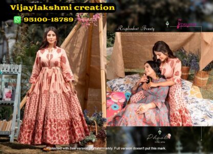 Psyna Phool Vol4 D.No.4004 printed pink gown