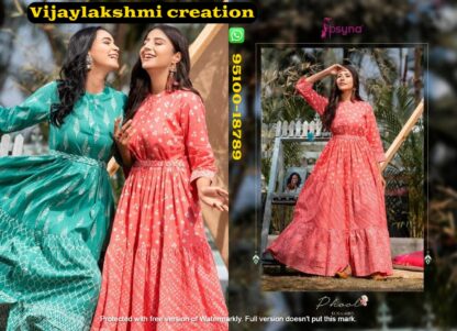 Psyna Phool Vol4 D.No.4005 printed peach pink gown