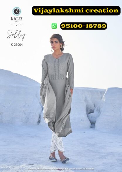 kalki solly k23004-a grey color kurta with pant