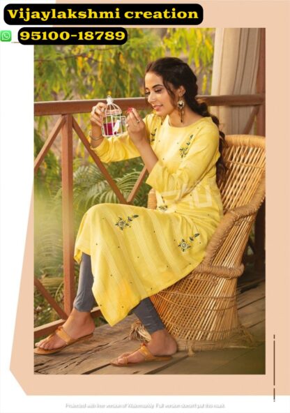 1love by s4u cotton candy vol2 cc 208-a yellow kurta