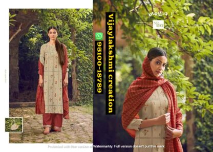 Jay Vijay Ehrum Designer Pashmina Suit No. 5583-1 in singles and full catalog
