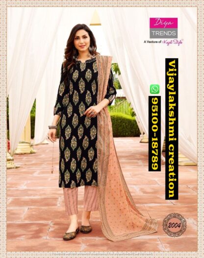 diya trends kajal style Odhani vol 2 D.No. 2004 Kurti with Dupatta Pant