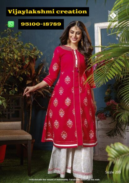 kiana sizzle 203 kurti with sharara pant