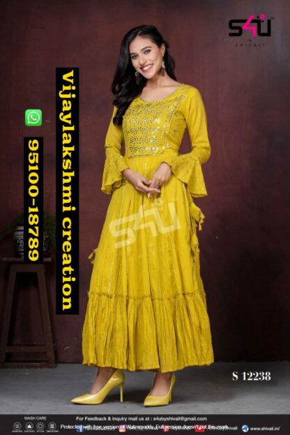s4u fd S 12238 yellow flared gown