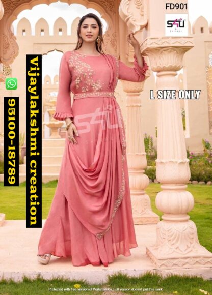s4u fd 901 pink flared gown