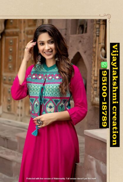 Hiva Nirali 101 Pink Kurti With Koti in singles and full catalog