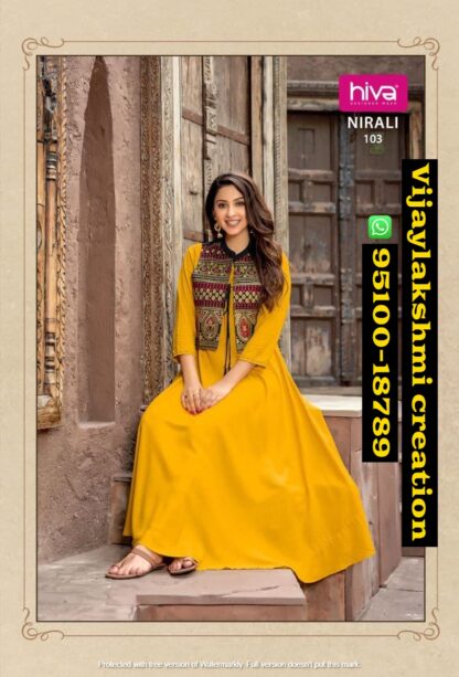 Hiva Nirali 103 Kurti With Koti in singles and full catalog