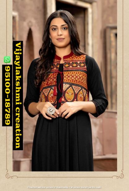 Hiva Nirali 106 Black Kurti With Koti in singles and full catalog