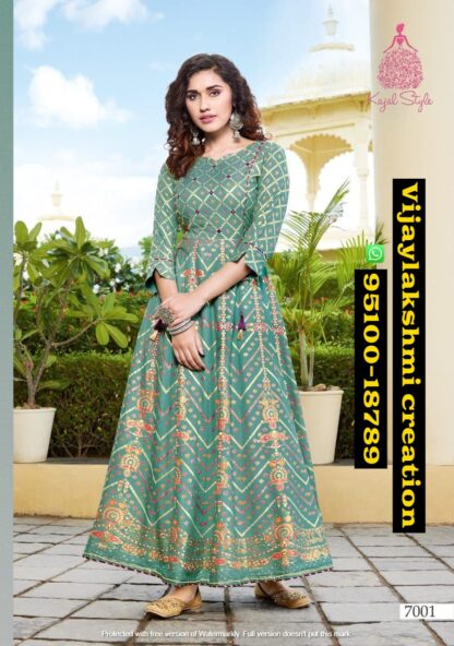 Kajal Style Fashion Colorbar Vol 6 Designer Gown Style 7001 in singles and full catalog