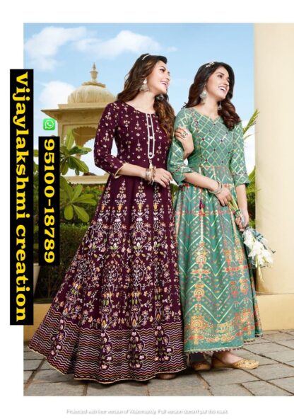 Kajal Style Fashion Colorbar Vol 6 Designer Gown Style 7001 and 7002 in singles and full catalog