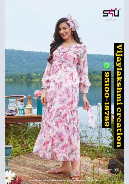 S4U Blossom 001 Flared Printed Gown in singles and full catalog