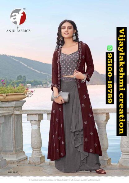 StockOut By Anju Fabrics Dastoor Vol 2 DN 6063 Indo Western Dress in singles and full catalog