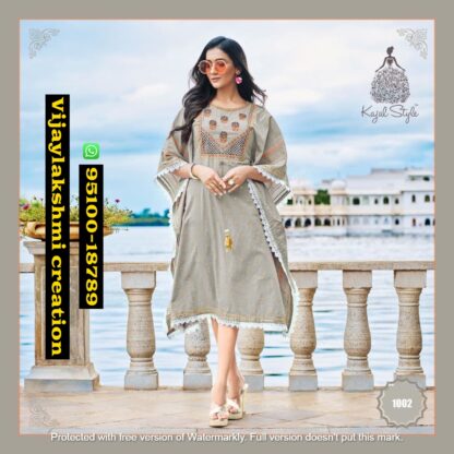 kajal style cocktail vol 1 1002 cotton kaftan catalog and in singles