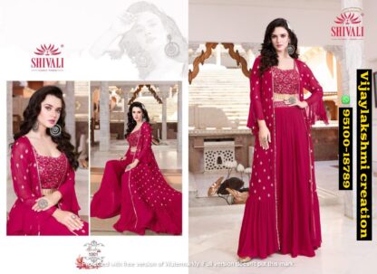 shivali alisha vol 10 1001 indo western with crop top jacket in singles and full catalog