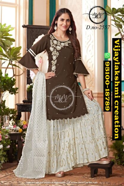 Mukesh And Mohit D.no 2557 Kurti Sharara in singles and full catalog