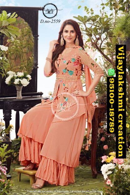 Mukesh And Mohit D.no 2559 kurti and sharara in singles and full catalog