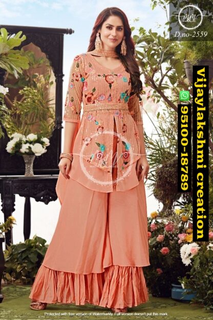 Mukesh And Mohit D.no 2559 Kurti Sharara in singles and full catalog