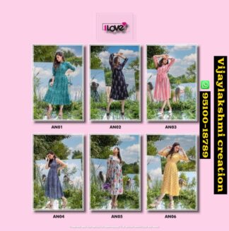 1 Love By S4U Anokhi AN 01 to AN06 Flairy Kurtis In singles and full catalog