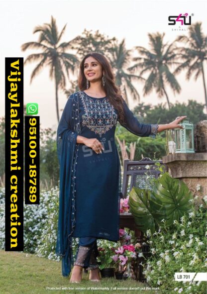 S4U La Bella Vol 7 LB 701 Handwork Kurta With Pant And Dupatta in singles and full catalog