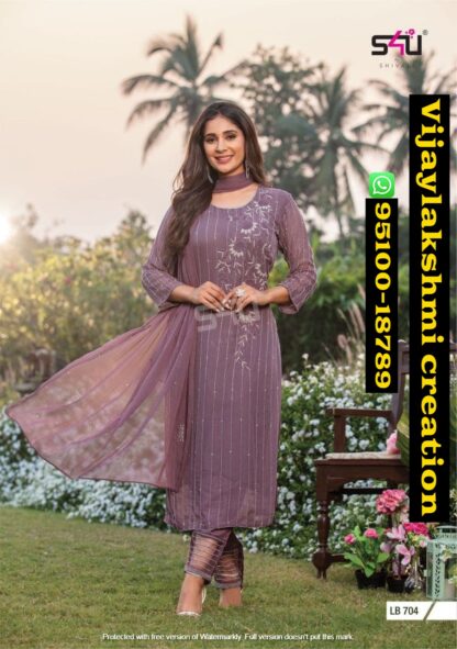 S4U La Bella Vol 7 LB 704 Handwork Kurta With Pant And Dupatta in singles and full catalog