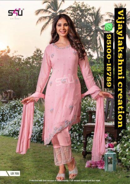 S4U La Bella Vol 7 LB 705 Handwork Kurta With Pant And Dupatta in singles and full catalog