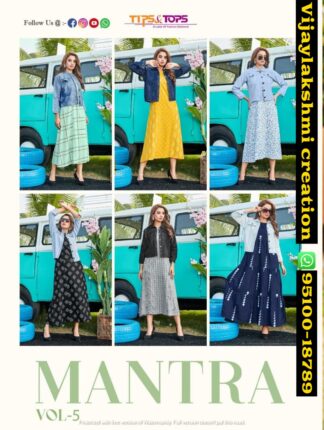 Tips and Tops Mantra Vol 5 01 to 06 Jackets With Long Kurtis In Singles And Full Catalog in singles and full catalog