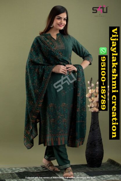 s4u dark green kurti with pant in singles and full catalog
